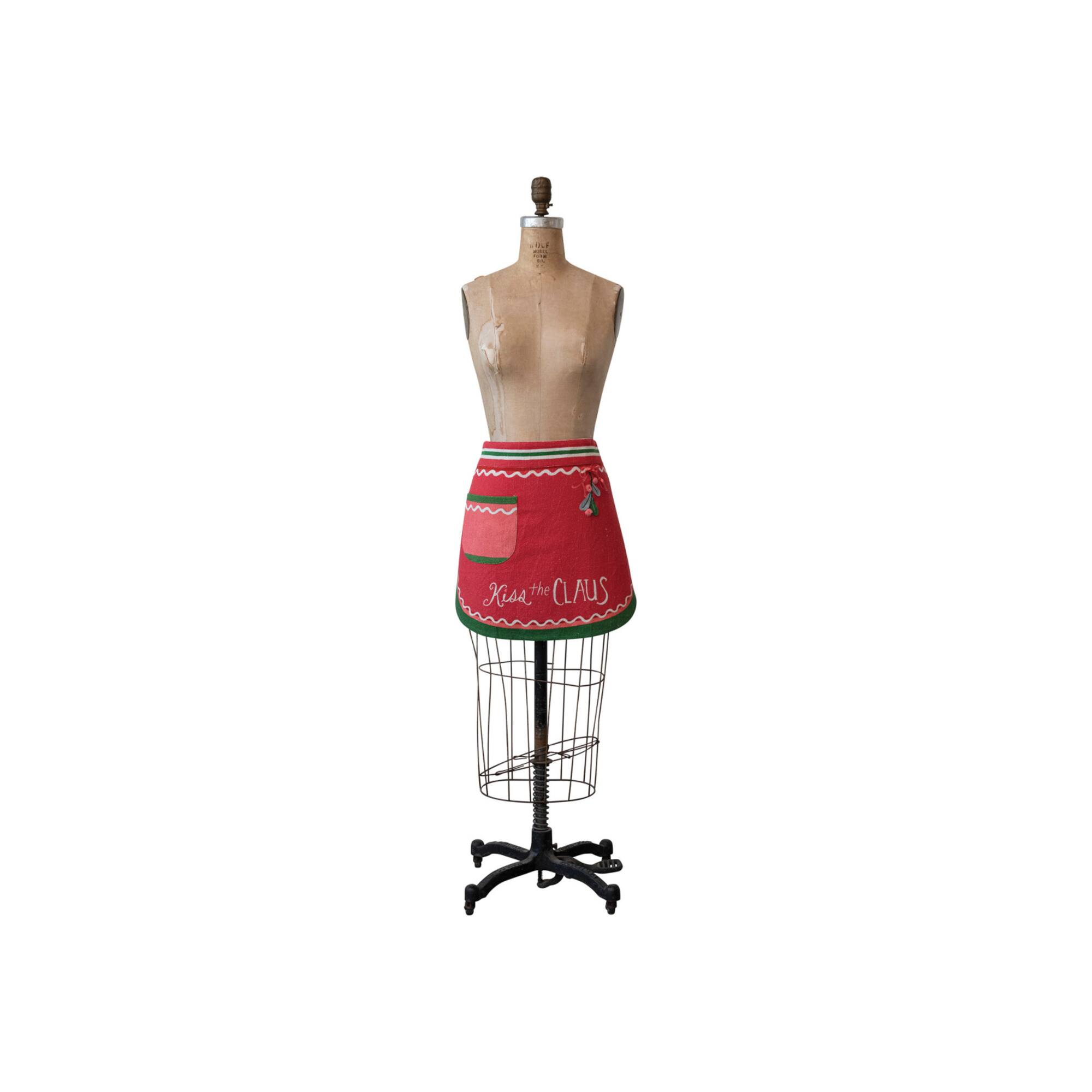 Hello Honey® Embroidered Kiss the Claus Half Apron with Pocket